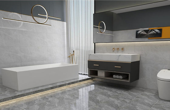 acheter Carrelage rustique en céramique aspect marbre gris 400x400mm pour intérieur fabrication en ligne
