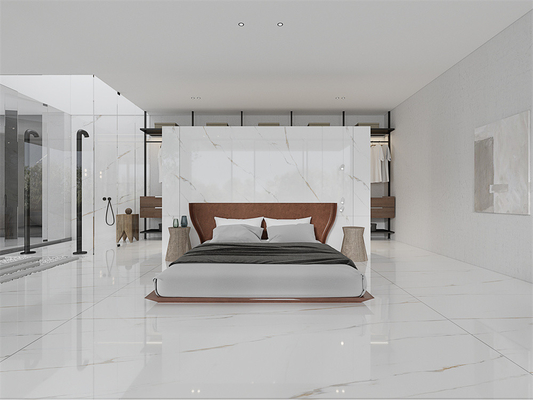 acheter Résistant aux acides Carrara blanc poli moderne 1420x2700mm Plancher intérieur polissé en pierre sintrée fabrication en ligne