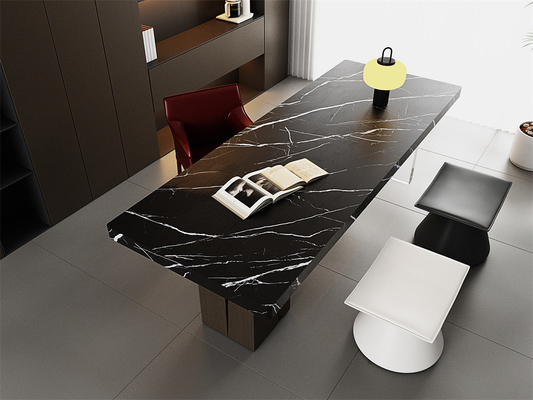 acheter Matt 1420x2700mm Pièces de pierre sintrée noire pour salon et comptoir fabrication en ligne