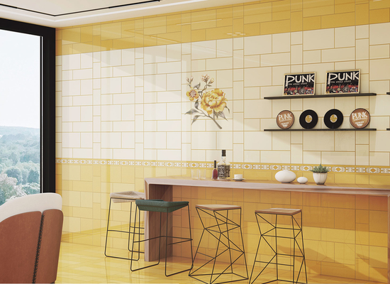 acheter Carreaux de brique jaune 30x60cm et une paroi intérieure vitrée pour cuisine fabrication en ligne