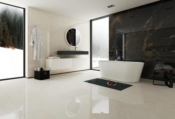 acheter Résistant à l'eau aux acides 900x1800x9mm Parement intérieur et plancher Porcelaine vitrée Carreaux poli pour salon anti-glissement Beige fabrication en ligne