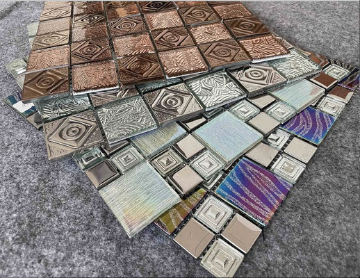 acheter galvanoplastie en verre de la décoration D.C.A. de mur intérieur de tuile de mosaïque en métal de 17kg/Ctn 300X300mm fabrication en ligne