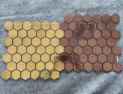 acheter la place de 30x30cm a glacé les tuiles, ISO13006 8mm le mur qu'hexagonal de mosaïque couvre de tuiles l'or de Brown fabrication en ligne
