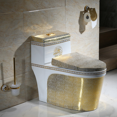 Articles sanitaires en céramique de cuvette de toilette d'une seule pièce d'or de salle de bains de luxe