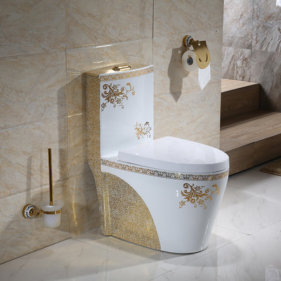 Toilette monobloc de forme classique dorée moderne 3L 6L double chasse