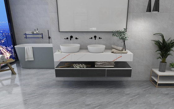 400x400mm Carreaux rustiques en céramique grise Mat Parquet intérieur vitré
