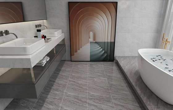 400x400mm Carreaux rustiques en céramique grise Mat Parquet intérieur vitré
