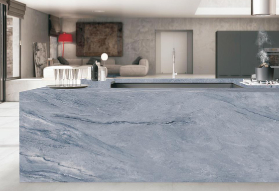160x320cm plaques de pierre sintrée Salle de séjour Carreaux de roche non glissants Gris