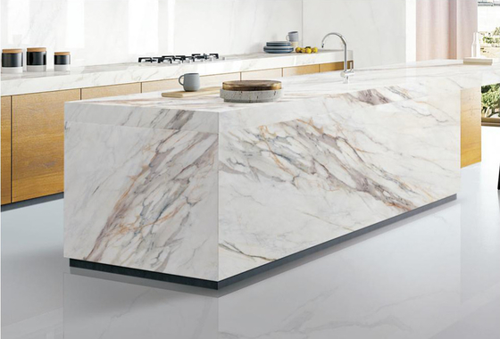Résistance à l'usure 160x320cm Plaques de pierre sintrée Nuage Carreaux de sol de roche blanche 12 mm
