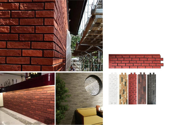 Carreaux de pierre de culture en PU rouges 1160x300x25 mm