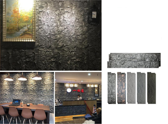 Grise rayé 1160x300x30 mm de pierre culturelle de brique de polyuréthane de bureau de barre de mur décoratif de feu de brique de lumière
