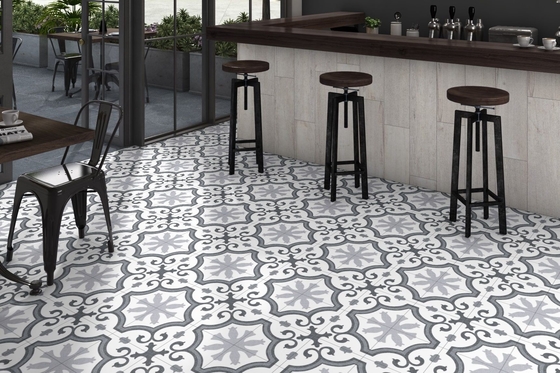 Carreaux rustiques en céramique gris imperméable à l'eau de 25x25 cm pour le salon et carreaux de sol écologiques pour la décoration