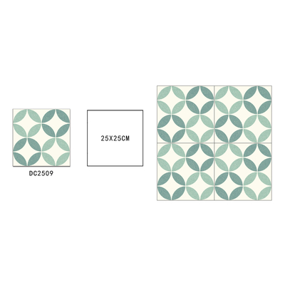 Carreaux de mur vert clair durable pour la chambre à coucher et antibactérien 250x250mm Carreaux de sol intérieurs pour le salon