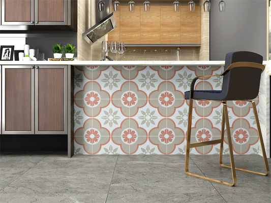 Des carreaux rustiques en céramique rétro à fleurs antidérapantes pour la cuisine et des carreaux muraux de 200x200 mm pour la salle à manger