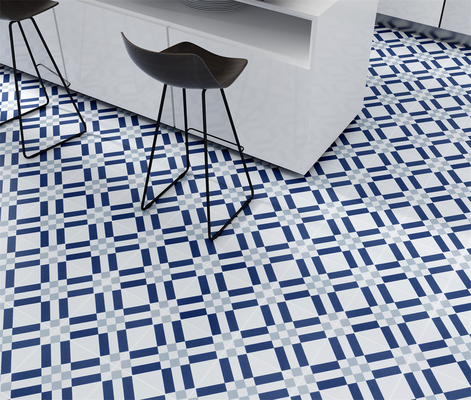 Carreaux de mur en céramique rustique imperméables à l'eau de 200x200 mm pour balcon et carreaux de sol bleu et blanc pour salle de bain