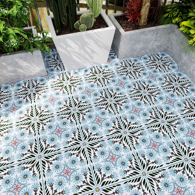 Carreaux rustiques en céramique 20x20 cm résistants aux acides et en gris et vert pour la salle à manger et les carreaux durables pour la salle de bain
