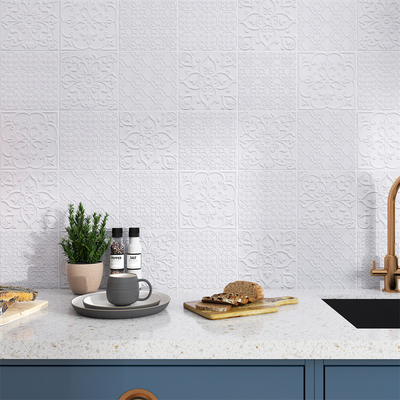 Des carreaux rustiques en céramique blanche 20x20cm pour balcon et des carreaux de mur écologiques pour salon 4 styles