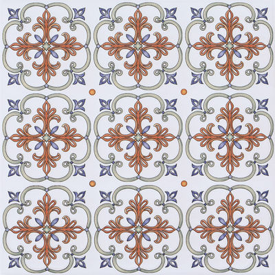 Carreaux rustiques en céramique encaustique blanche et rouge 20x20 cm