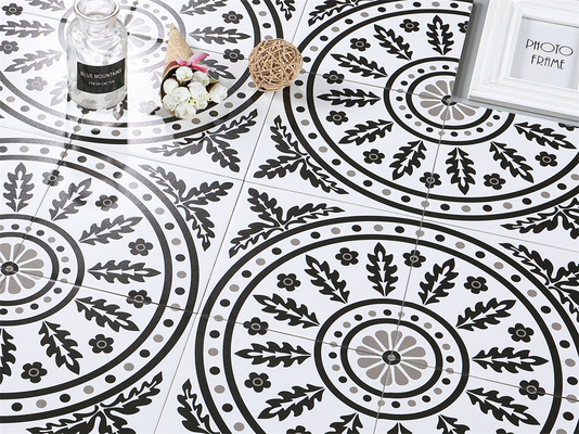 Eco-friendly et antidérapant sol noir et blanc carreaux céramiques rustiques 200x200mm pour salle de bain et salon