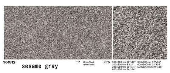 Carreaux modernes non glissants à corps complet gris 600x1200x15 mm Surface en flammes Plancher extérieur Carreaux de pavage en porcelaine pour bâtiment