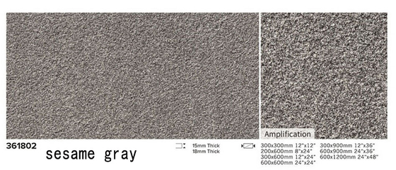 Carreaux de revêtement de sol extérieur de surface en flammes de couleur noire 1200x600x15 mm pour la cour