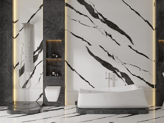 Blanc polissé Slab de pierre sintrée 1420x2700mm Antibactérien Intérieur