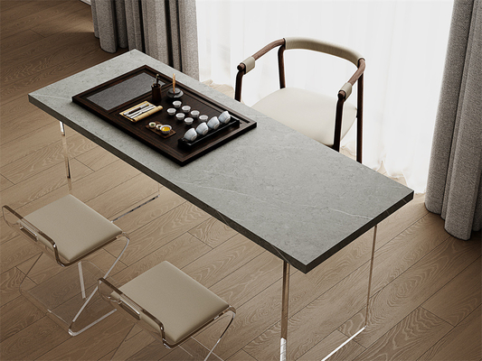 Rectangle gris mat 1420x2700mm plaques de pierre sintrée pour salon et comptoir