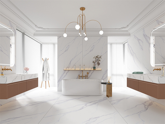 Pièces de pierre sintrées rétro pour la reconstruction Matt Carrara Blanc 1420x2700mm