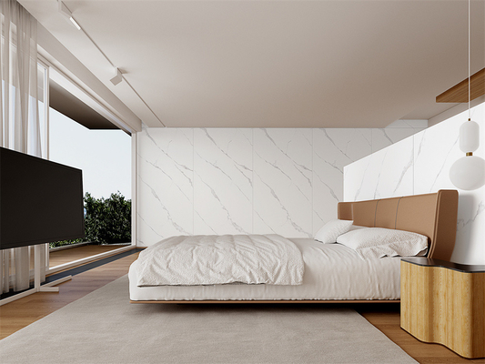 Plancher de qualité AAA Matt Carrara Blanc Pierre Sintrée pour le restaurant 1420x2700mm