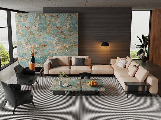 Verte 160x320cm Paroi intérieure Polissée Plaque de pierre sintrée Pour la décoration