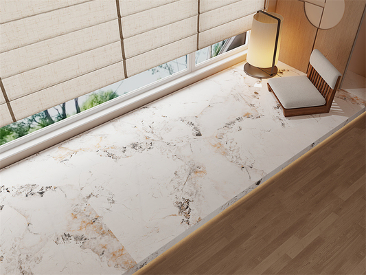 Dalle de pierre frittée polie jaune pour sol intérieur 1600x3200mm pour la rénovation