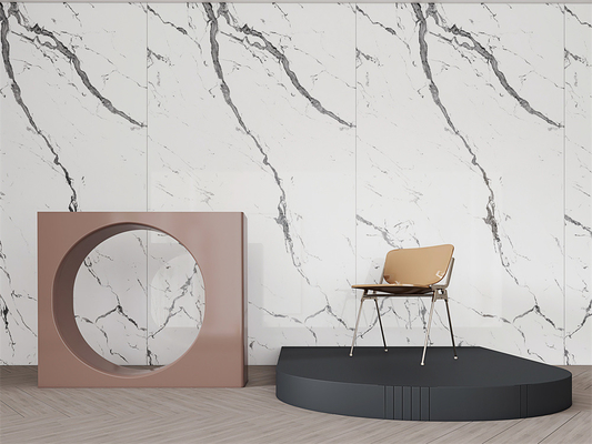 Carrara 1600x3200mm Porcelaine Vernis Polissé Plaque de pierre Sintrée Pour la conception et le projet de la villa