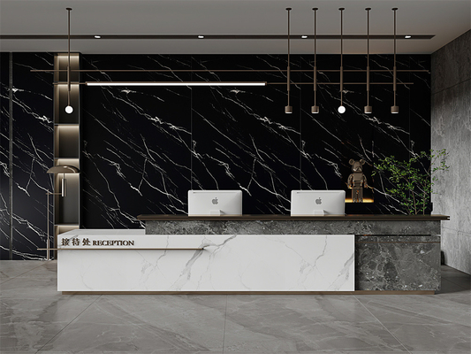 Noir 1600x3200mm Murs intérieurs et plancher Mat plaque de pierre sintrée pour la décoration intérieure