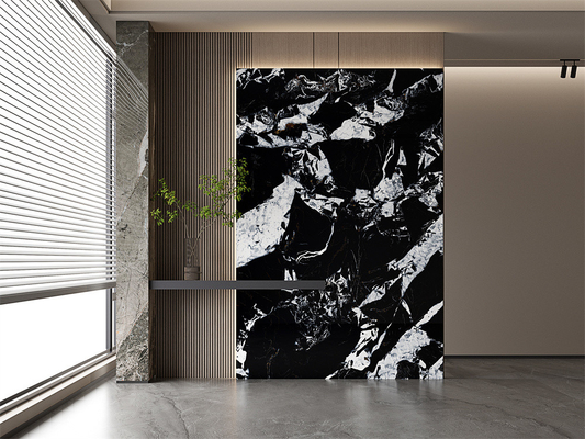 160x320cm Porcelaine noire matée vitrée plaque de pierre sintrée et paroi intérieure plaques de pierre de porcelaine pour bureau