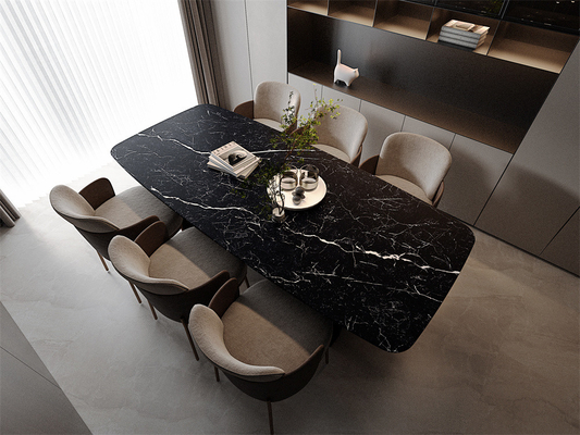 Plaque de pierre sintrée noire matte 1600x3200mm pour salle à manger