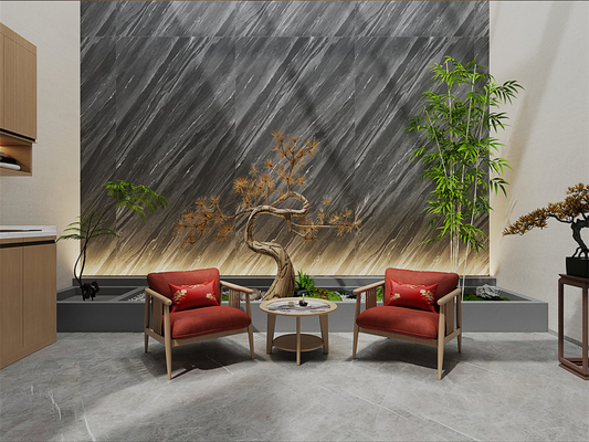 Dalle de pierre frittée mate grise 1600x3200mm pour les murs de centres commerciaux