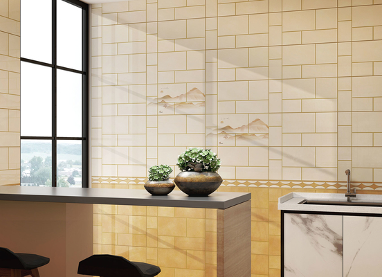 Carreaux décoratifs 30x60cm Surface miroir Carreaux de mur en céramique et carreaux intérieurs jaune clair pour le salon