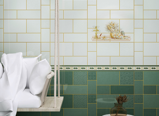 Carreaux de mur en céramique verte résistant à l'humidité 300x600 mm Carreaux intérieurs et carreaux durables pour salle de bain