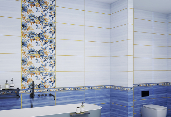 Surface miroir Carreaux céramiques vitrés 300x600mm Carreaux de mur décoratifs et carreaux distinctifs pour cuisine bleu