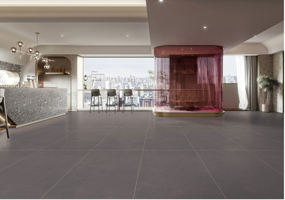 Carreaux de bureau gris foncé et mat 120x60cm mur intérieur ISO9001 Carreaux de porcelaine doux vitré