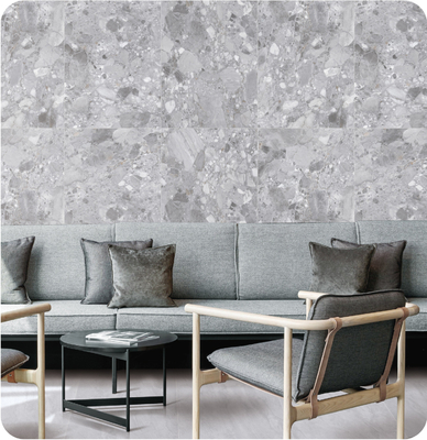 Grise 750x1500mm Carreaux extérieurs et plancher intérieur superbe Terrazzo Baby Face Carreaux de porcelaine vitrés pour bâtiment et restaurant