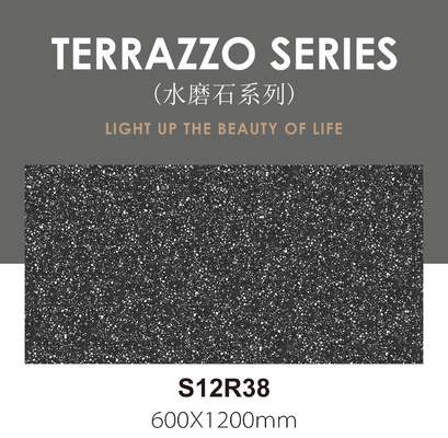 Carrelage de sol en porcelaine terrazzo gris foncé antibactérien 600x1200mm