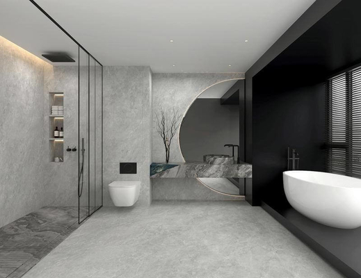 Carreau de porcelaine émaillée douce grise 1200x1200mm pour salle de bain