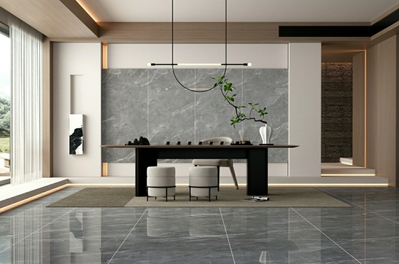 Moderne W.A 0,5% résistant aux rayures Grise à l'intérieur Murs et plancher Porcelaine vitrée Carreaux poli 900x1800x9mm Pour la décoration et le restaurant