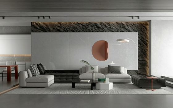 Résistant aux rayures, mur intérieur moderne en porcelaine vitrée, carreaux poli gris 900x1800x9mm pour la reconstruction et la salle à manger