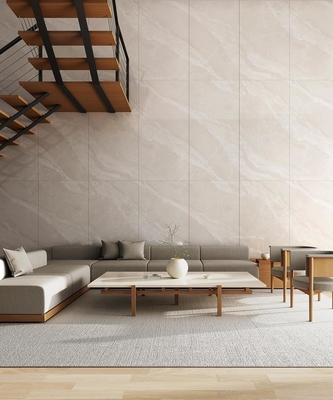 Carreaux vitrés de porcelaine polie jaune clair plancher intérieur 900x1800x9mm Résistance à l'usure pour la reconstruction