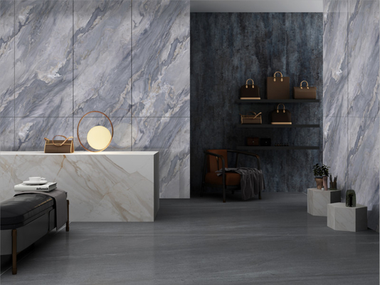Carreau de porcelaine émaillée polie grise 900x1800mm 0,5% A.W.