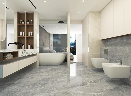Carreaux gris durables Marbre à l'intérieur Porcelaine vitrée Carreaux poli pour restaurant 900x1800x9mm Eco-friendly