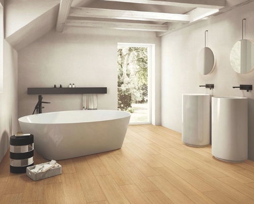 Résistant à l'eau 150x900mm Beige et jaune Porcelaine en bois mat pour le salon