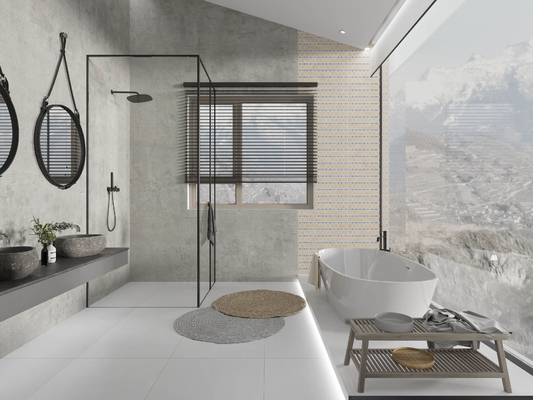 Jaune et gris 60x120cm Carreaux de sol en porcelaine vitrée mat pour la décoration de chambre